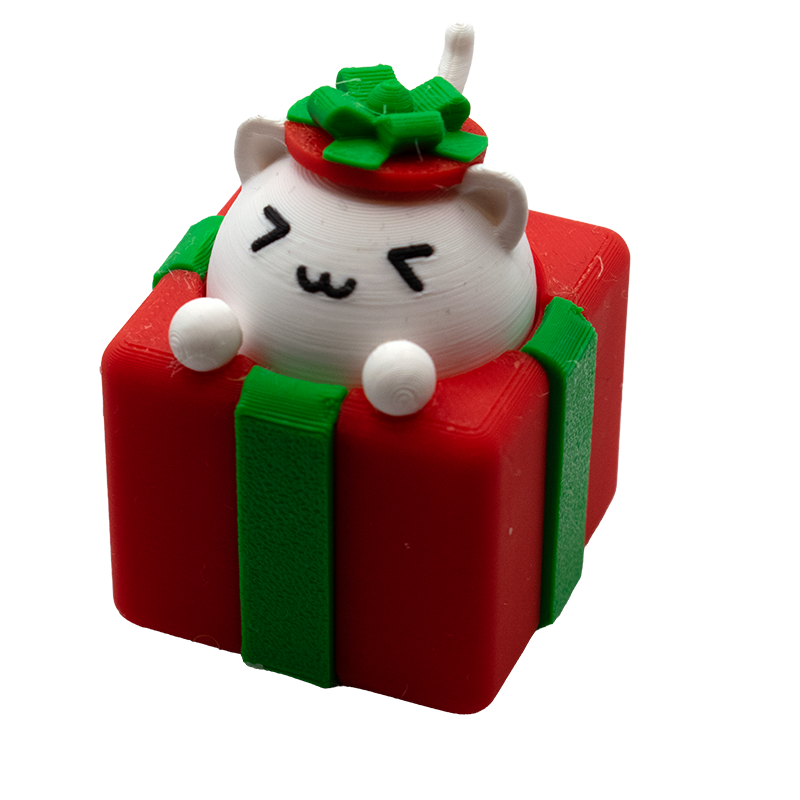 Świąteczny Kot Breloczek 3D - Antystresowy Prezent | Druk AMS - Figurki kolorowe AMS