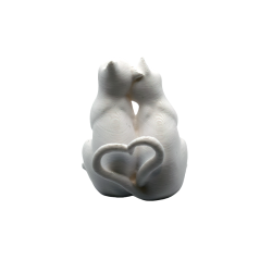 Koty Zakochane - Figurka 3D Dekoracyjna | Prezent Walentynkowy - Figurki białe do malowania